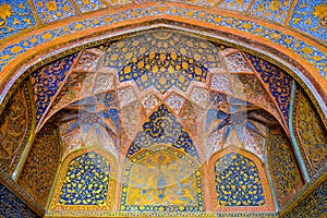 The colourful interior of the Tomb of Akbar the Great, an import
