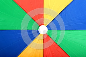 Colourful Large Open Beach Umbrella Yellow Blue Red and Green