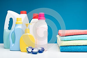 Colourful laundry items lying on table