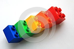 Colourful LEGO blocks on white background