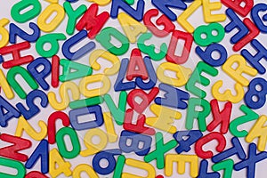 Colourful letters and numbers