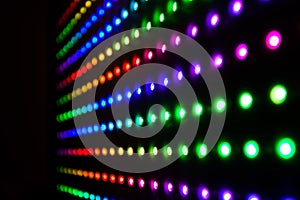 Colourful lights on black background. RGB LED strips, LED Matrix of WS2812B