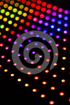 Colourful lights on black background. RGB LED strips, LED Matrix of WS2812B