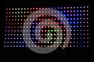 Colourful lights on black background. RGB LED strips, LED Matrix of WS2812B