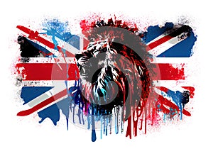 Colourful Lions Head and Union Jack Flag AI Illustration