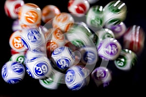 Colourful lottery balls in a machine