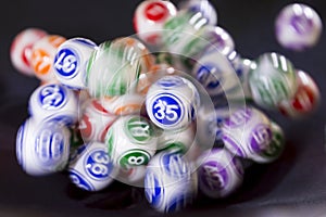 Colourful lottery balls in a machine 35