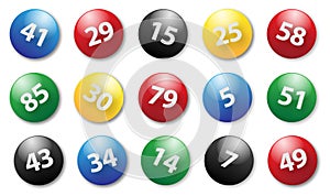 Colourful lottery balls set, vector illustration