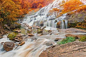 Colourful of Mae ya waterfall is a big beautiful waterfalls in Chiang mai Thailand