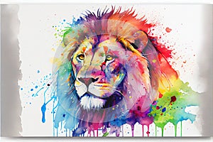 Colourful majestic lion portrait