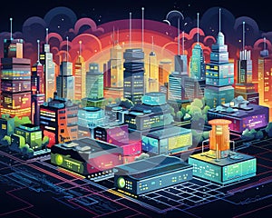 Colourful Microgrid Smartgrid concept.