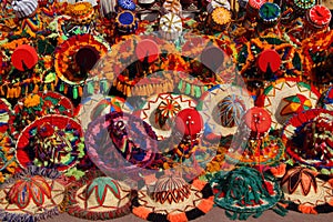 Colourful Moroccan hats on display