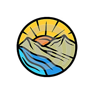 Colourful Mountain Logo Vector Design illustration Emblem
