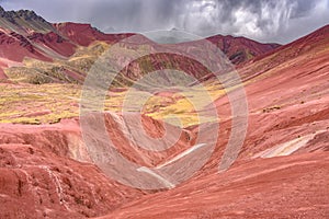 Colourful mountains of Red Valley in the Cordillera Vilcanota, Cusco, Peru