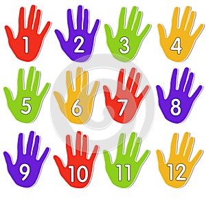 Colourful Numbered Hands