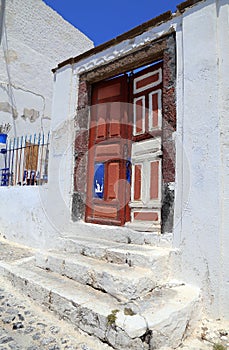 Colourful old door in Santorini