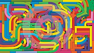 Colourful Optical Maze Generative AI Illustration