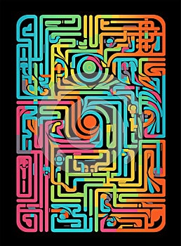 Colourful Optical Maze Generative AI Illustration