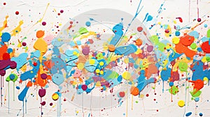 Colourful paint splash wall art