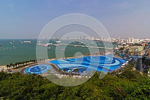 Colourful park on Pattaya bay in Thailand
