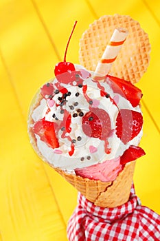 Colourful party ice-cream cone