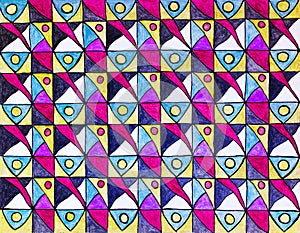 A colourful pencil hand drawn  repeat pattern .