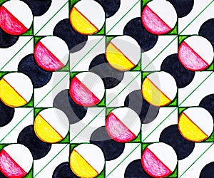 A colourful pencil hand drawn  repeat pattern .