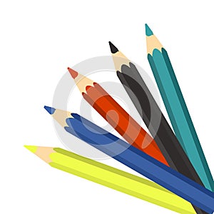 Colourful pencils on a white background.