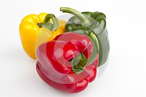 Colourful peppers white background