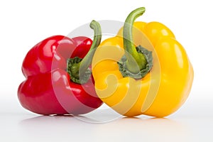 Colourful peppers white background