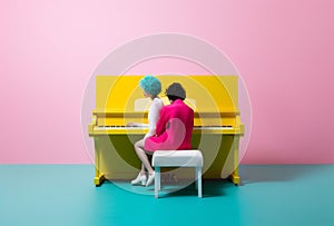 colourful performance music trend piano modern people concept art illustration. Generative AI.