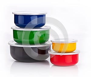 Colourful plastic containers