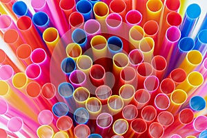 Colourful plastic drinking straws