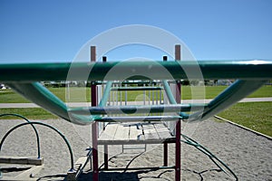 Colourful playground monkey bars in school yard