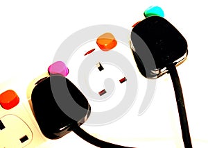 Colourful plugs and sockets photo
