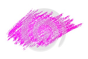 Colourful purple oil pastel chalk painted strokes or smear isolated on white background