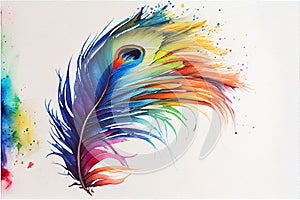 Colourful rainbow feather watercolor painting animal animals