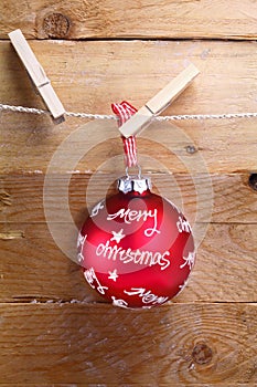 Colourful red merry Christmas bauble