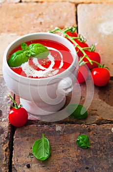 Colourful red tomato soup