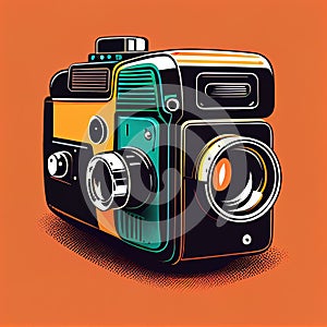 Colourful Retro Camera Pop Art Generative AI Illustration