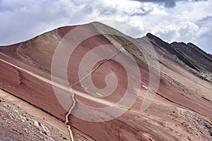 Colourful rock formations in the mountains of Red Valley. Cordillera Vilcanota, Cusco, Peru