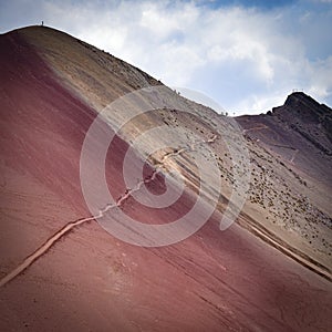 Colourful rock formations in the mountains of Red Valley. Cordillera Vilcanota, Cusco, Peru