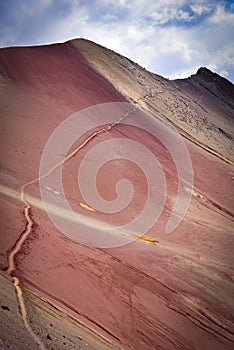 Colourful rock formations in the mountains of Red Valley. Cordillera Vilcanota, Cusco, Peru