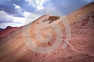 Colourful rock formations in the mountains of Red Valley. Cordillera Vilcanota, Cusco, Peru