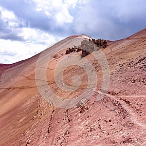 Colourful rock formations in the Red Valley. Cordillera Vilcanota, Cusco, Peru