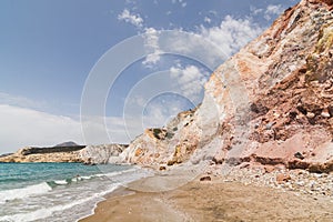 Colourful rocks of Firiplaka beach on Milos island, Greece