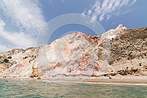 Colourful rocks of Firiplaka beach on Milos island, Greece