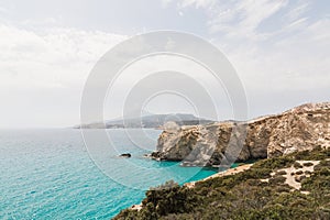 Colourful rocks of Firiplaka beach on Milos island, Greece