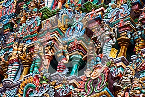 Colourful rooftop of Madurai temple
