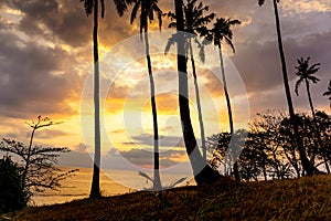 Colourful scenery during sunset at Semporna Beach Lombok Island indonesia.